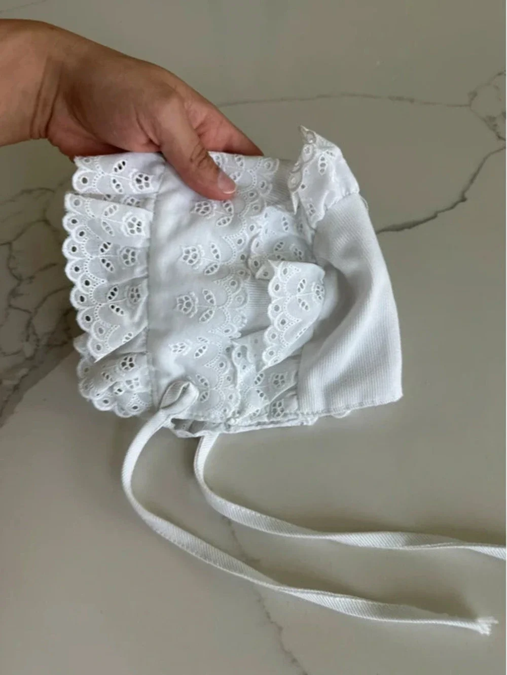 Vintage baby bonnet white